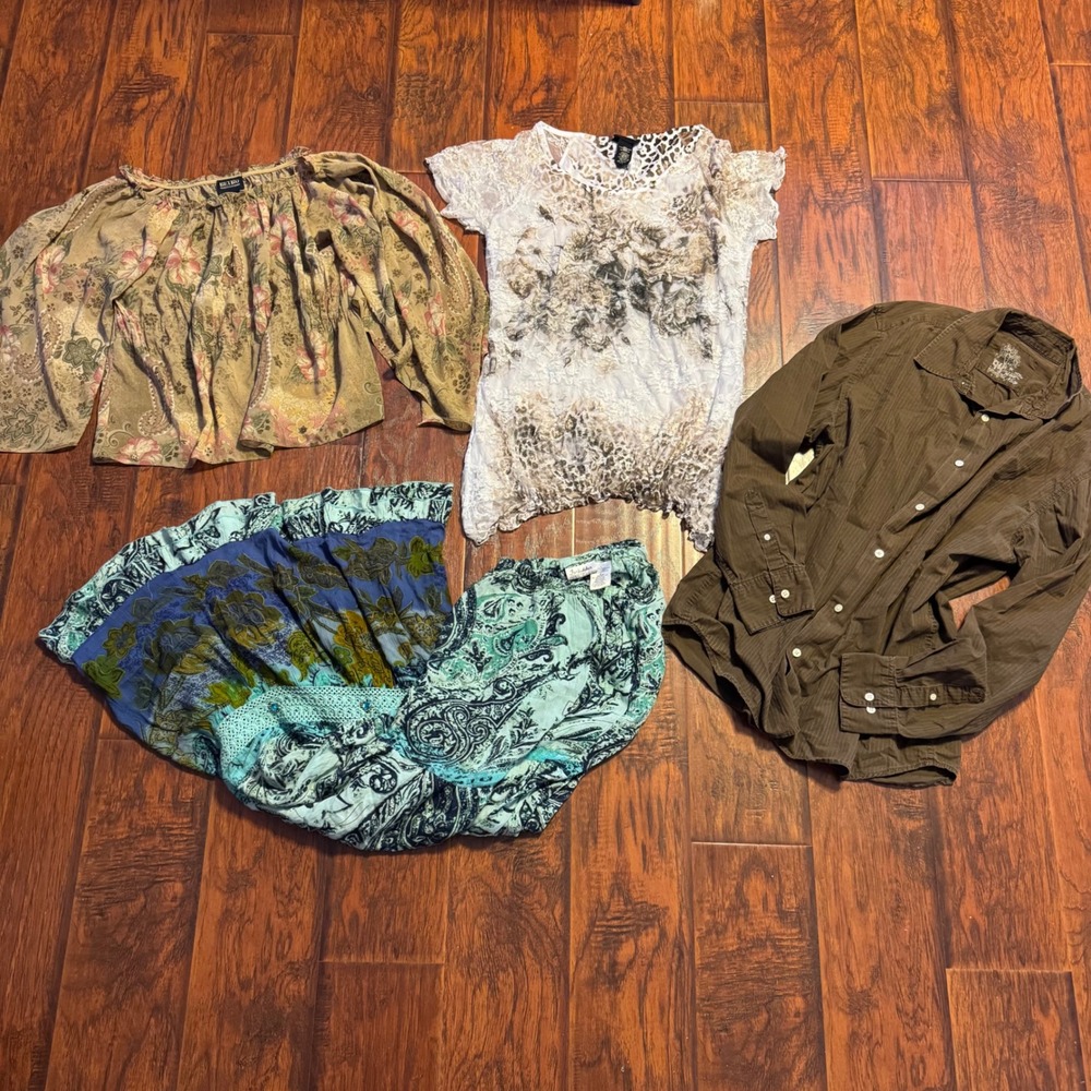 Y2K Women's Large Clothing Lot of 4 Pieces Brown‎ & Green Boho Chic Style 2000s
